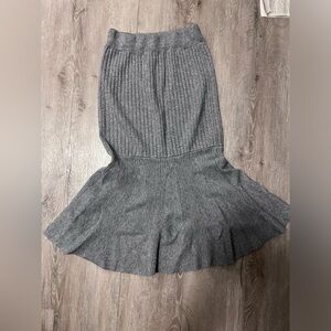 Gray Flared Knit Skirt